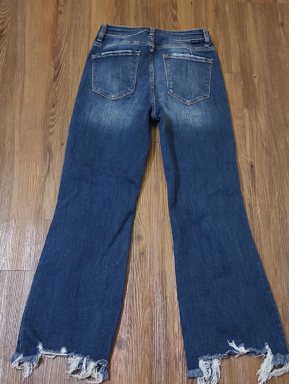 Dark Blue Distressed Womens Jeans - Picture 10 of 12